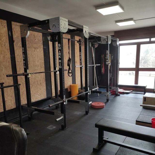 I rack con TRX e anelli della sala pesi della Luceria Strength Academy