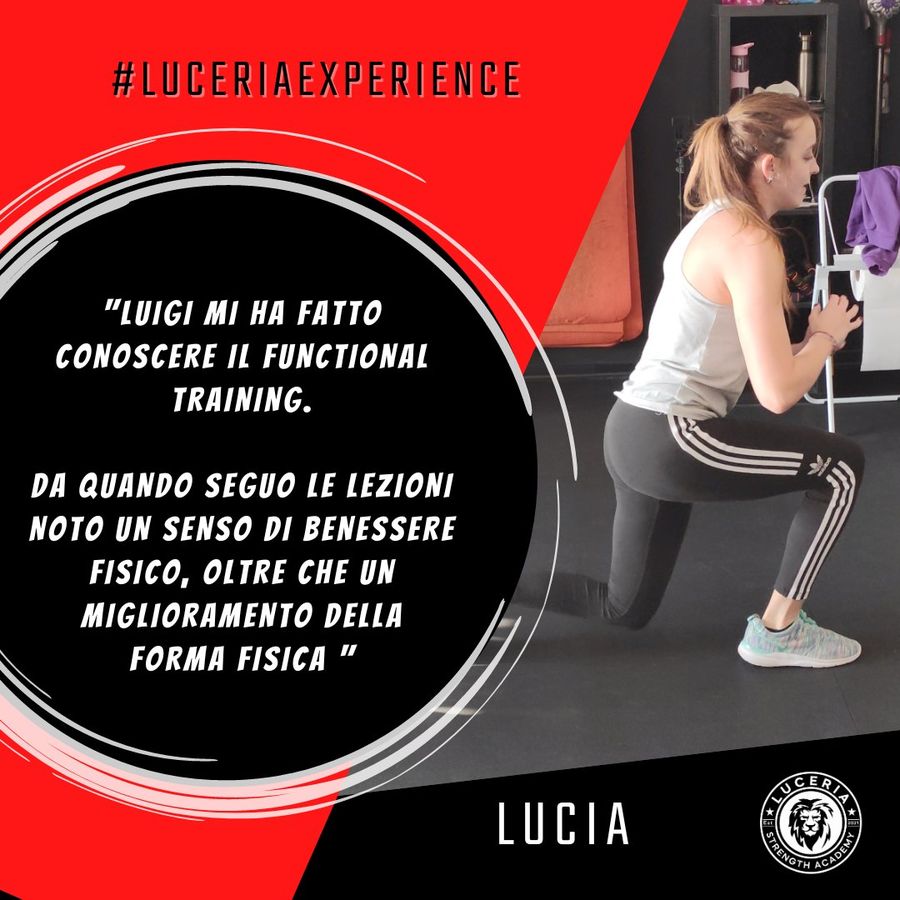 Testimonianza di Lucia: da quando segue le lezioni di functional training nota un senso di benessere fisico e un miglioramento della forma fisica.